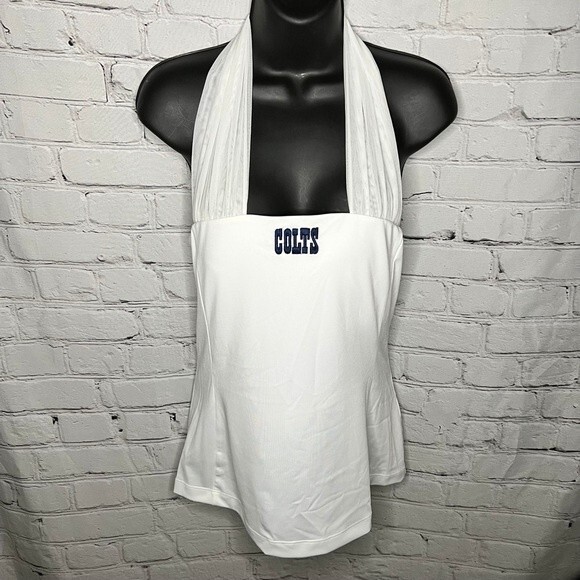 NFL Indianapolis Colts All Sport Couture White Halter Mesh Top - Picture 1 of 3